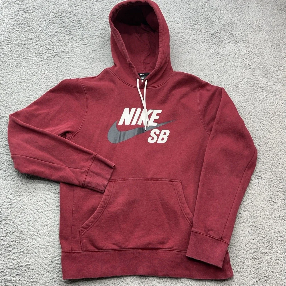 Nike‎ SB Skate Hoodie Mens M Burgundy Icon Skateboarding Sweatshirt Streetwear